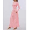 imageZESICA Womens Long Sleeve Fall Maxi Dress 2025 Crewneck Knit Casual Slim Swing Pleated Dresses with PocketsPink