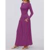 imageZESICA Womens Long Sleeve Fall Maxi Dress 2025 Crewneck Knit Casual Slim Swing Pleated Dresses with PocketsPlum