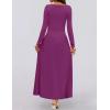 imageZESICA Womens Long Sleeve Fall Maxi Dress 2025 Crewneck Knit Casual Slim Swing Pleated Dresses with PocketsPlum