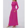imageZESICA Womens Long Sleeve Fall Maxi Dress 2025 Crewneck Knit Casual Slim Swing Pleated Dresses with PocketsRose