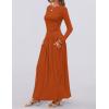 imageZESICA Womens Long Sleeve Fall Maxi Dress 2025 Crewneck Knit Casual Slim Swing Pleated Dresses with PocketsRust