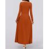 imageZESICA Womens Long Sleeve Fall Maxi Dress 2025 Crewneck Knit Casual Slim Swing Pleated Dresses with PocketsRust