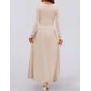 imageZESICA Womens Long Sleeve Fall Maxi Dress 2025 Crewneck Knit Casual Slim Swing Pleated Dresses with PocketsSand