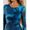 imageZESICA Womens Long Sleeve Floral Bodycon Dresses 2025 Fall Fashion Mesh Ruffle Mermaid Wedding Guest Party Maxi DressBlue