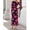 imageZESICA Womens Long Sleeve Floral Maxi Dress 2025 Fall Off Shoulder Bodycon Ruched Mesh Cocktail Wedding Guest DressesPurple