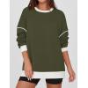 imageZESICA Sweatshirts for Women Casual Long Sleeve Crewneck Contrast Color Oversized Pullover Tops Trendy ClothesArmy Green