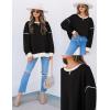 imageZESICA Sweatshirts for Women Casual Long Sleeve Crewneck Contrast Color Oversized Pullover Tops Trendy ClothesBlack