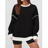 imageZESICA Sweatshirts for Women Casual Long Sleeve Crewneck Contrast Color Oversized Pullover Tops Trendy ClothesBlack