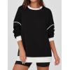 imageZESICA Sweatshirts for Women Casual Long Sleeve Crewneck Contrast Color Oversized Pullover Tops Trendy ClothesBlack