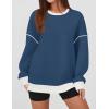 imageZESICA Sweatshirts for Women Casual Long Sleeve Crewneck Contrast Color Oversized Pullover Tops Trendy ClothesDusty Blue