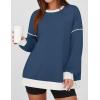 imageZESICA Sweatshirts for Women Casual Long Sleeve Crewneck Contrast Color Oversized Pullover Tops Trendy ClothesDusty Blue