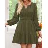 imageZESICA Fall Long Sleeve Mini Dresses for Women 2025 Lightweight V Neck High Waist A Line Flowy Swing Casual Party DressArmygreen