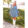 imageZESICA Fall Long Sleeve Mini Dresses for Women 2025 Lightweight V Neck High Waist A Line Flowy Swing Casual Party DressDustyblue