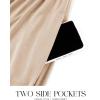 imageZESICA Womens 2025 Fall Long Sleeve Dress Crewneck Casual Loose Pleated Tiered Swing Midi Dresses with PocketsApricot