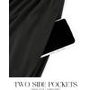 imageZESICA Womens 2025 Fall Long Sleeve Dress Crewneck Casual Loose Pleated Tiered Swing Midi Dresses with PocketsBlack