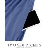 imageZESICA Womens 2025 Fall Long Sleeve Dress Crewneck Casual Loose Pleated Tiered Swing Midi Dresses with PocketsDustyblue