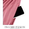 imageZESICA Womens 2025 Fall Long Sleeve Dress Crewneck Casual Loose Pleated Tiered Swing Midi Dresses with PocketsPink