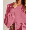 imageZESICA Womens 2025 Fall Long Sleeve Dress Crewneck Casual Loose Pleated Tiered Swing Midi Dresses with PocketsPink