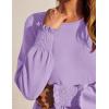 imageZESICA Womens 2025 Fall Long Sleeve Dress Crewneck Casual Loose Pleated Tiered Swing Midi Dresses with PocketsPurple