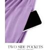 imageZESICA Womens 2025 Fall Long Sleeve Dress Crewneck Casual Loose Pleated Tiered Swing Midi Dresses with PocketsPurple
