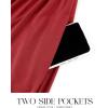 imageZESICA Womens 2025 Fall Long Sleeve Dress Crewneck Casual Loose Pleated Tiered Swing Midi Dresses with PocketsRed