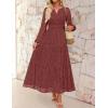 imageZESICA Womens 2025 Fall Long Sleeve Maxi Dress V Neck Hollow Out Eyelet A Line Long Flowy Casual Party DressesRust