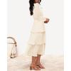imageZESICA Womens 2025 Long Sleeve Crew Neck Ruffle Tiered Layered Chiffon Flowy Swing Long Midi DressApricot