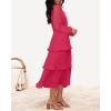 imageZESICA Womens 2025 Long Sleeve Crew Neck Ruffle Tiered Layered Chiffon Flowy Swing Long Midi DressRose