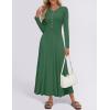 imageZESICA Womens Elegant Maxi Dresses 2025 Fall Long Sleeve Button Casual A Line Boho Flowy Dress with PocketsBlackish Green