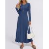 imageZESICA Womens Elegant Maxi Dresses 2025 Fall Long Sleeve Button Casual A Line Boho Flowy Dress with PocketsBlue Grey