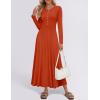 imageZESICA Womens Elegant Maxi Dresses 2025 Fall Long Sleeve Button Casual A Line Boho Flowy Dress with PocketsRust