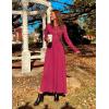 imageZESICA Womens Elegant Maxi Dresses 2025 Fall Long Sleeve Button Casual A Line Boho Flowy Dress with PocketsWine