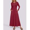 imageZESICA Womens Elegant Maxi Dresses 2025 Fall Long Sleeve Button Casual A Line Boho Flowy Dress with PocketsWine