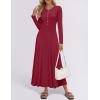 imageZESICA Womens Elegant Maxi Dresses 2025 Fall Long Sleeve Button Casual A Line Boho Flowy Dress with PocketsWine