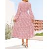 imageZESICA Womens Fall Boho Floral Midi Dress 2025 Casual Long Sleeve Crewneck Flowy Wedding Guest Long Dresses