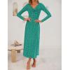 imageZESICA Womens Fall Floral Long Sleeve Bodycon Dress 2025 Elegant V Neck Cocktail Party Long Midi DressesPeacock