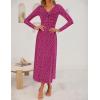 imageZESICA Womens Fall Floral Long Sleeve Bodycon Dress 2025 Elegant V Neck Cocktail Party Long Midi DressesRosypurple