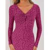 imageZESICA Womens Fall Floral Long Sleeve Bodycon Dress 2025 Elegant V Neck Cocktail Party Long Midi DressesRosypurple