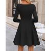 imageZESICA Womens Fall Long Sleeve Mini Dress 2025 Boat Neck Pleated Babydoll A Line Flowy Casual Trendy Party Short DressesBlack