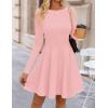 imageZESICA Womens Fall Long Sleeve Mini Dress 2025 Boat Neck Pleated Babydoll A Line Flowy Casual Trendy Party Short DressesPink