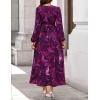 imageZESICA Womens Long Sleeve Midi Dresses 2025 Fall Square Neck Hight Wasit A Line Flowy Wedding Cocktail Party DressDarkpurple