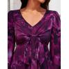imageZESICA Womens Long Sleeve Midi Dresses 2025 Fall Square Neck Hight Wasit A Line Flowy Wedding Cocktail Party DressDarkpurple