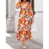 imageZESICA Womens Long Sleeve Midi Dresses 2025 Fall Square Neck Hight Wasit A Line Flowy Wedding Cocktail Party DressTangerine