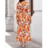 imageZESICA Womens Long Sleeve Midi Dresses 2025 Fall Square Neck Hight Wasit A Line Flowy Wedding Cocktail Party DressTangerine