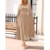 imageZESICA Womens Velvet Midi Dress 2025 Casual V Neck Long Sleeve Solid Color Elastic High Waist Flowy Evening Party DressesChampagne