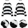 imageZESICA Womens 2025 Fall Long Sleeve Oversized Striped Color Block Comfy Loose Crew Neck Knitted Pullover SweaterBlackstriped