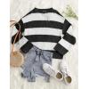 imageZESICA Womens 2025 Fall Long Sleeve Oversized Striped Color Block Comfy Loose Crew Neck Knitted Pullover SweaterBlackstriped