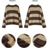 imageZESICA Womens 2025 Fall Long Sleeve Oversized Striped Color Block Comfy Loose Crew Neck Knitted Pullover SweaterBrown
