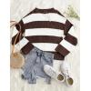 imageZESICA Womens 2025 Fall Long Sleeve Oversized Striped Color Block Comfy Loose Crew Neck Knitted Pullover SweaterCoffee