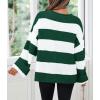 imageZESICA Womens 2025 Fall Long Sleeve Oversized Striped Color Block Comfy Loose Crew Neck Knitted Pullover SweaterForestgreen